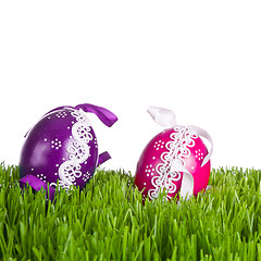 Image showing easter eggs in grass