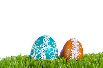 Image showing easter eggs in grass