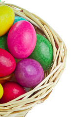 Image showing colorful easter eggs in basket