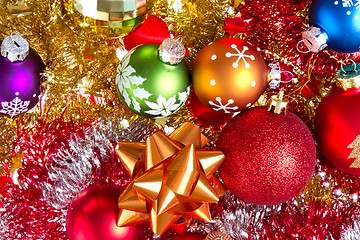 Image showing christmas balls and tinsel