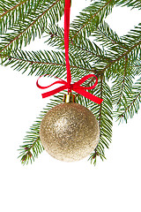 Image showing christmas balls hanging from tree