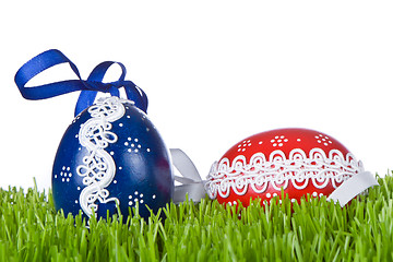 Image showing easter eggs in grass