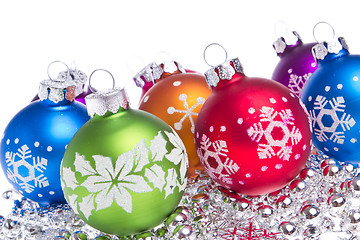 Image showing christmas balls with snowflake symbols