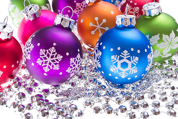 Image showing christmas balls with snowflake symbols