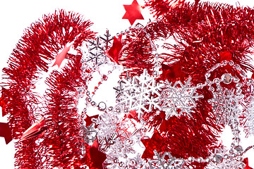 Image showing red and silver tinsel
