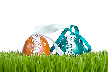 Image showing easter eggs in grass