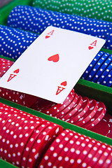 Image showing poker chips with ace