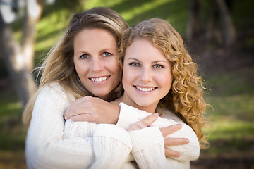 Image showing Pretty Mother and Daughter Portrait in Park