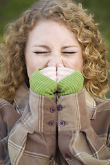 Image showing Pretty Young Woman Sneezing