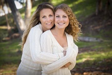 Image showing Pretty Mother and Daughter Portrait in Park