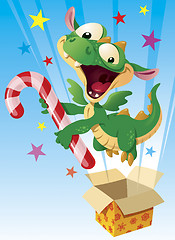 Image showing Dragon with the candy cane