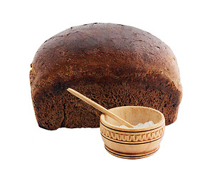 Image showing brown bread with salt
