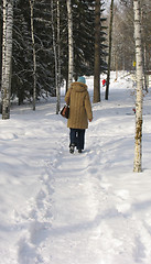 Image showing Woman on the winter path