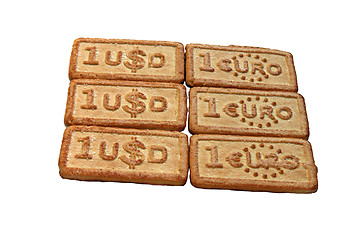 Image showing usd and euro biscuits