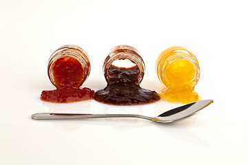 Image showing Peach jam, plum, and tomato.
