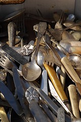 Image showing Old spoons, forks, knifes