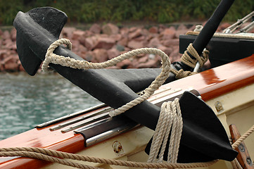 Image showing Ship's anchor on deck