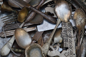 Image showing Old spoons, forks, knifes