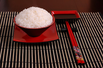 Image showing Rice bowl with chop sticks