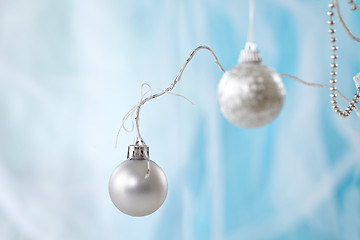 Image showing silver christmas baubles