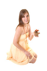 Image showing Pretty girl with gift.