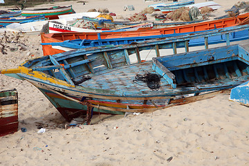Image showing Damaged ship on the beach
