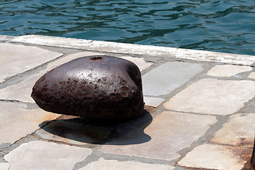 Image showing Old rusty bollard