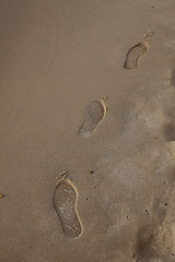 Image showing Human trace of a foot on sand