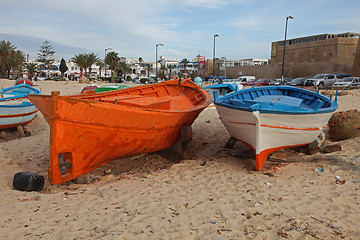 Image showing Boats on the beach Hammamet, Tunisia