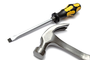 Image showing Screwdriver and hammer