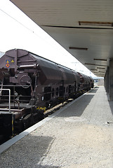 Image showing Freight wagons on railway station