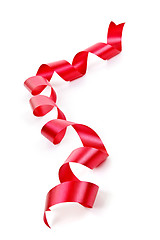 Image showing Curled red holiday ribbon