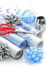 Image showing Christmas wrapping paper rolls