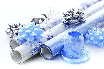 Image showing Christmas wrapping paper rolls