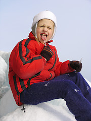 Image showing Young girl with icicle