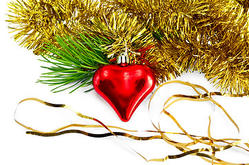 Image showing Christmas heart with pine branch