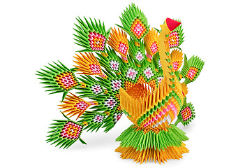 Image showing Origami Yellow-green bird