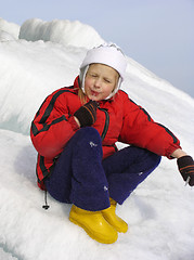 Image showing Young girl with icicle