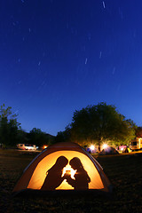 Image showing Children Camping at Night in a Tent