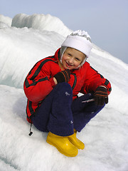 Image showing Young girl with icicle