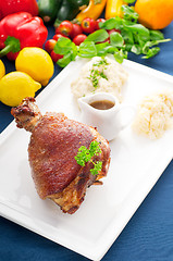 Image showing original German BBQ pork  knuckle