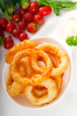 Image showing golden deep fried onion rings 