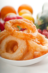 Image showing golden deep fried onion rings 