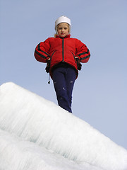 Image showing Young girl on ice slope