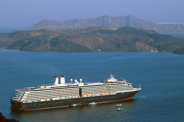 Image showing cruise ship santorini