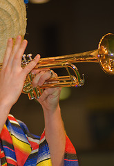 Image showing playing a trumpet
