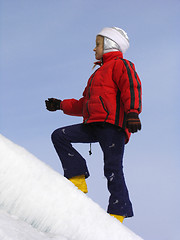 Image showing Young girl on ice slope