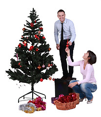 Image showing Decorating the Christmas tree