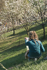 Image showing Artist creating landscape