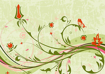 Image showing Grunge floral background